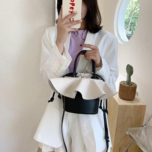 Women PU Leather Drawstring Bucket Bag Crossbody Bags Shoulder Handbags