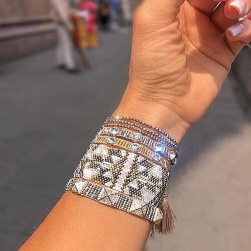 BLUESTAR Delica MIYUKI Bracelet For Women Trendy Jewelry Star Armband Mexican Heart Pulseras Femme Handmade Woven Tassel