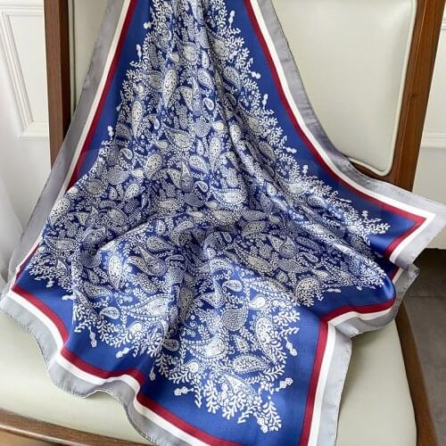 70*70cm Paisley Print Hair Scarf For Women Bandana Head Small Shawls Silk Satin Neck Scarfs Female Square Headband Hijab Scarves