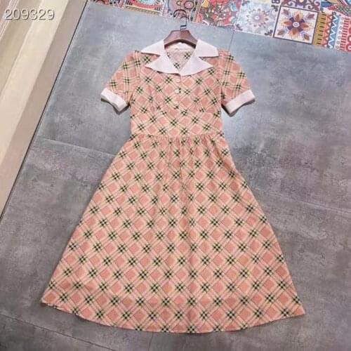 Women Dress 2021 Summer Flowers Print Silk Midi Peter pan Collar Short Sleeves High Quality Runway Fashion Vintage Luxury