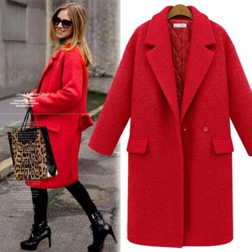 Plus Size S-XXXL Women Medium Long Design Woolen Jacket, Winter Thickening Cotton Padded Wool Coat