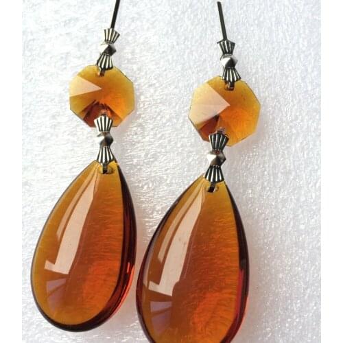 10PCS 72mm Sparkle Brown Crystal chandelier Prisms Pendant Glass Hanging Drops For Beautiful Christmas Tree Decoration Supplies