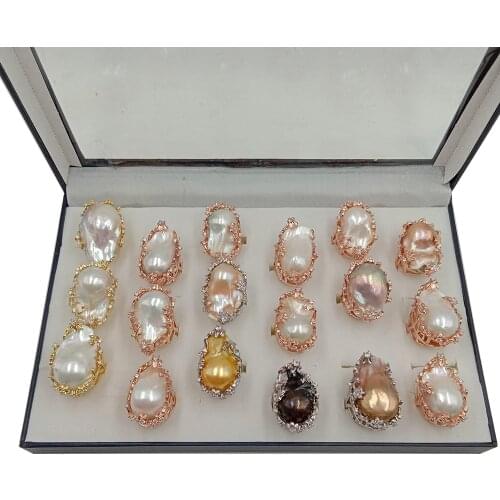 100% NATURE FRESHWATER PEARL RING, big baroque pearl ring .20x30 mm pearl