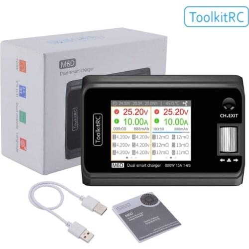 ToolkitRC M6D 250Wx2 15A Dual Channel MINI Smart Charger Discharger For 2-6S Lipo Battery FPV Model Spare Parts