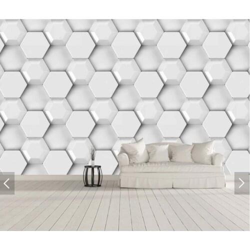 3D Abstract Geometric White Hexagon Wall Mural Creative Wallpaper for Bedroom Living Room Art Wall Mural Contact Paper Wallpaper