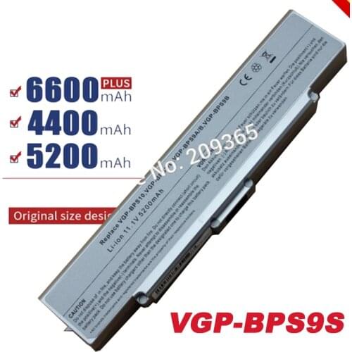 Laptop Battery for Sony VGP-BPS10 VGP-BPS9 VGP-BPL9 VGP-BPL9C VGP-BPS9A/B VGP-BPS9/B VGP-BPS9/S VGN-AR41E VGN-AR49G Free Sliver