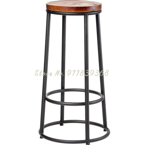 American wrought iron bar high stool cashier reception desk chair coffee shop KTV bar chair industrial style
