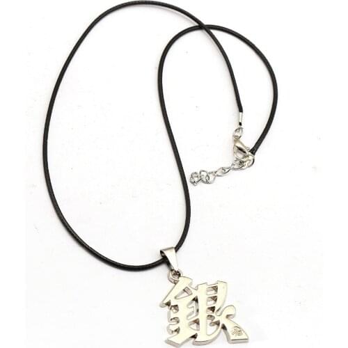 Anime GINTAMA jewelry fashion choker necklace silver Chinese characters pendant necklace