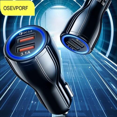 18W Dual USB Plug Car Charger LED Fast Charging Phone Charge QC 3.0 For iPhone 12 11 Pro Max 13 iPad Honor Magic 3 Tablet GPS