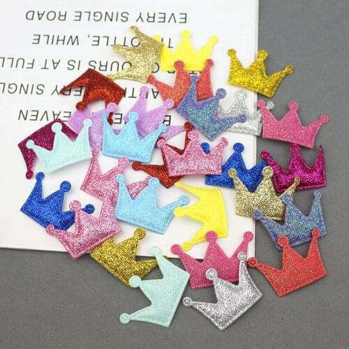 100Pcs Glitter Crown Sponge Embossing Padded Appliques DIY Craft Kids Hair Accessories Sewing Materials Artesanato Ornaments