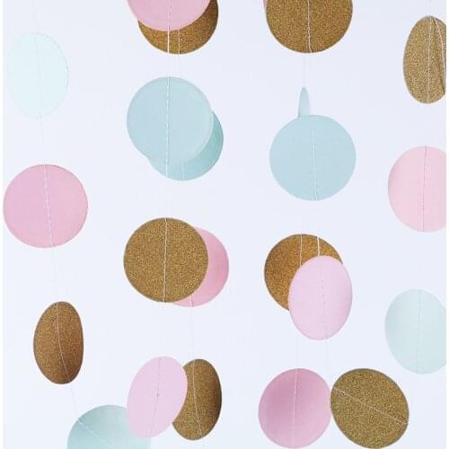 Glitter Gold White Pink Big Circle Garland Glitter Circle Dot Hanging Banner Flag Wedding Event Party Birthday Baby Shower Decor