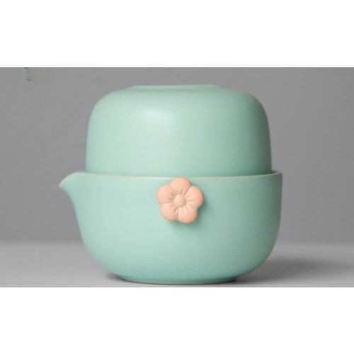 TT Quick Cup One Pot One Cup Single Ceramic Pink Ru Ware Wind Portable Travel Tea Set