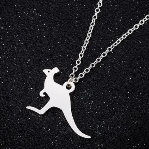 100% Stainless Steel Kangaroo Necklace Tiny Small Pendant Necklace For Women Girl Charm Australian Animal Vacation Wallaby Mujer