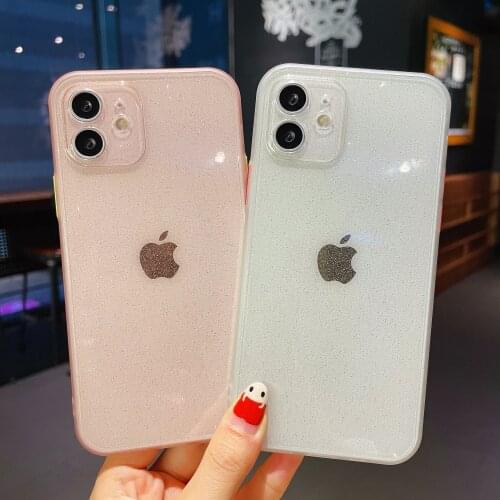 Luxury Transaprent Glitter Case For iPhone 12 Pro Max Mini 11 Pro Max X Xs Max Xr 7 8 Plus SE2020 Lens Protection Shockproof