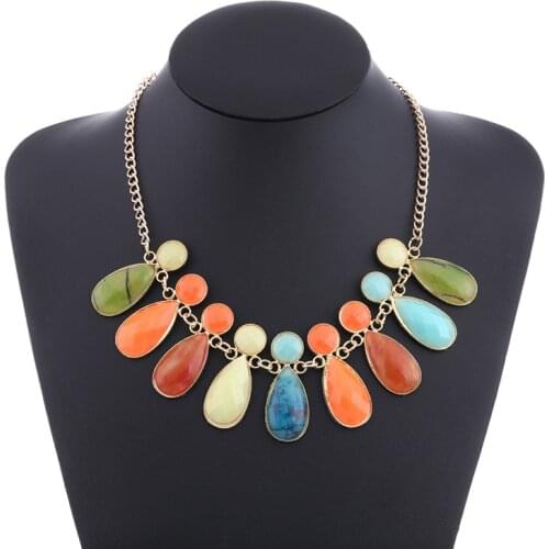 Color Resin Pendant Necklace Bohemia Exaggerated Bubble Bead Metal Chain Choker Jewelry Accessories Charms Party Gift For Women