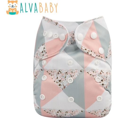 Alvababy Cloth Diapers Baby 2020 New Printed Cloth Nappy with 1pc Microfiber Insert