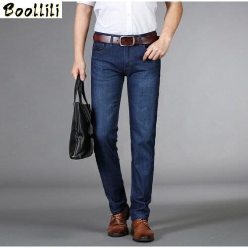 Summer 28-40 Classic Business Brand Jeans For Men Slim Fit Stretch Skinny Denim Male Pants Thin Elastic Fashion Trousers