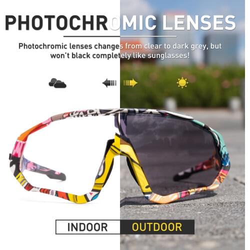 Photochromic Cycling Glasses MTB Road Bike Glasses All-weather Eyewear Uv400 Skidproof Spectacles Men Women Cycling Sunglasses