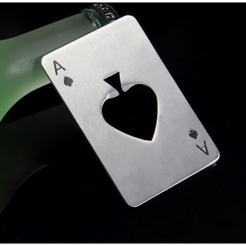 Freeshippin 400pcs Stainless Steel Poker Card Shaped Beer Bottle Opener Red Wine Cap Opener