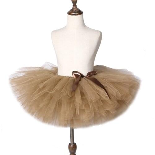 Halloween Costume Brown Girls Tutu Skirt Costume Kids Dance Tutus Fluffy Ballet Bubble Skirts Children Ball Gown for 2-14 Years