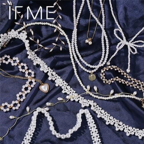 IF ME Charm Flower Heart Pearl Necklaces For Women Bow Knot Pendant Necklace Fashion Choker Pearl Jewelry Gifts 2020 NEW