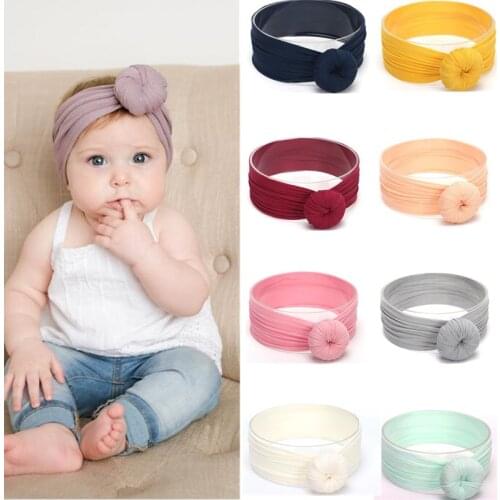 2019 fashion New color hair band New Born Hat Solid color Cute sweet 0-3 Month Boy and girl Hats Knotted hair band