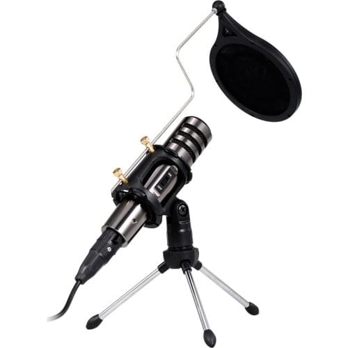 Multifunctional Condenser Microphone Recording Microphone Kit 3.5mm Mobile Phone Computer Karaoke Voice Microphone with Tripod