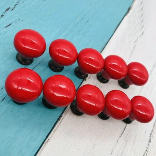 Red Cabinet Drawer Pull Ceramic Door Knobs Wardrobe Mini 22mm Round Door Knobs Cupboard Handles for Childrens Room With Screws