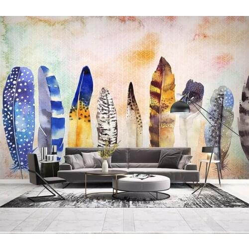 Northern Europe 8d Creative Watercolor Feather Wall paper Mural 3D Wallpaper sticker paper For TV background Wall Murals Decor