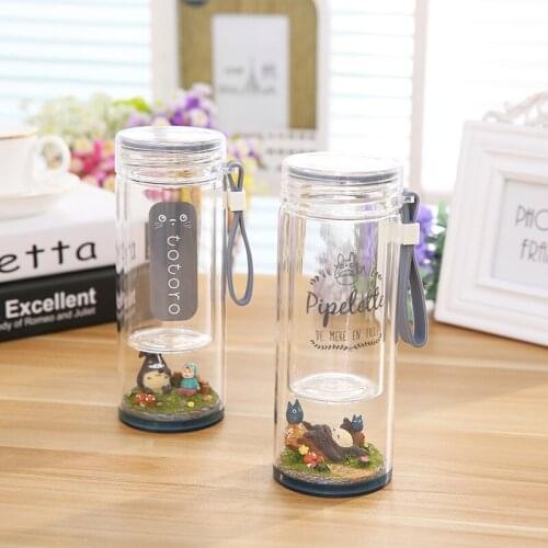 Creative Micro Landscape My Neighbor Totoro Portable Glass Cartoon Korea Lovely Female Students Insulated Double Water Bottle