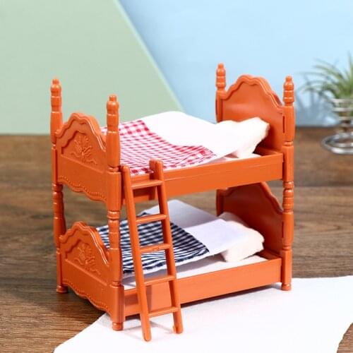 1 Set Doll House Mini Bedroom Children Mini Double Bed Furniture Scene Toy for Child Kids Gift
