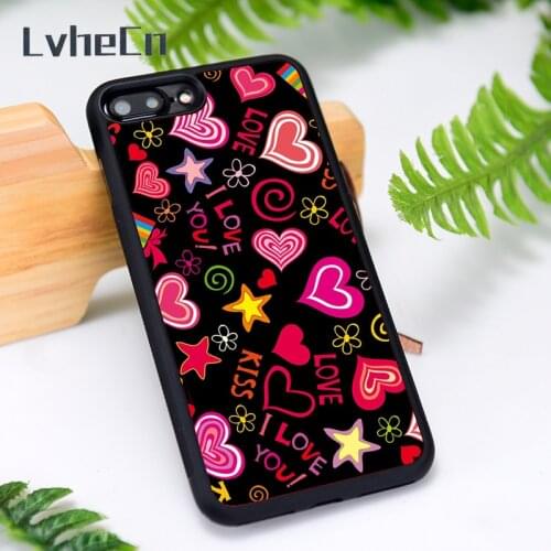 LvheCn Silicone Rubber Phone Case Cover for iPhone 6 6S 7 8 Plus X XS XR 11 12 Mini Pro Max Kiss Love