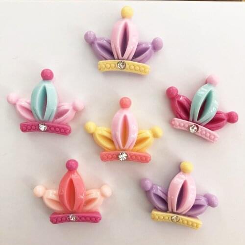 Mix Colorful Kawaii Crown Flat Back Cabochon Figurines Rhinestone 20pcs DIY scrapbook Home Decor ornament craft OR56