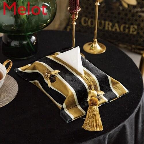 Fashion American Light Luxury Tissue Paper Extraction Box Modern Simple Home Tissue Box Portable Living Room Tissue Cover