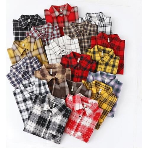 2021 Fashion Women Plaid Shirt Chic Checked Blouse Long Sleeve Female Casual Print Shirts Loose Cotton Tops Blusas Spring News