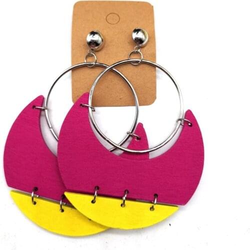 2019 newest metal wooden earrings can mixed 3 color
