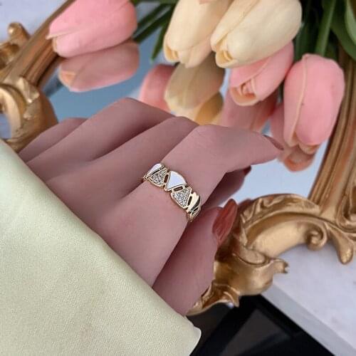 2021 New Design Geometric Triangle Cross Gold Rings For Woman Korean Fashion Jewelry Gothic Girls Unusual Rings Set Accessories