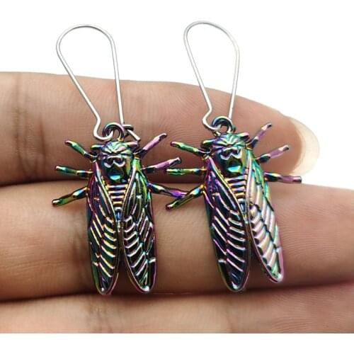 New Design!Psychedelic Cicada Lucky Insect Earrings, Unique Earrings,Super Cute