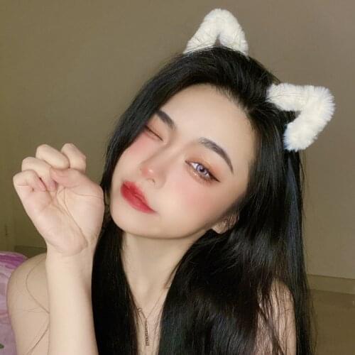 New Korean cat ears hair ornaments girl lovely plush ornaments cat hair hoop head hoop hair clip headdress Neko ears