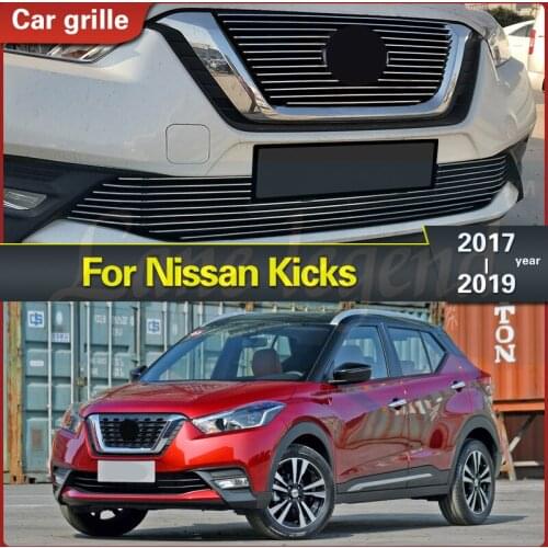 For Nissan Kicks 2017 2018 2019 High-quality stainless steel Front Center Bumper Grille Grill Cover Trim racing grill Body kit