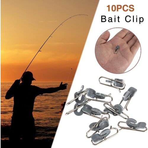 Practical 10 Pcs Fishing Bait Clip Strong Nice Swivels Lock Snaps PE Stainless Steel Fishing Accessories
