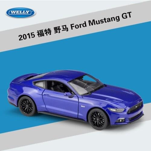 WELLY Diecast 1:24 2015 Ford Mustang GT Sports Car Alloy Retro Classic Vehicle Model Toys Decoration Collection Gift Ornaments