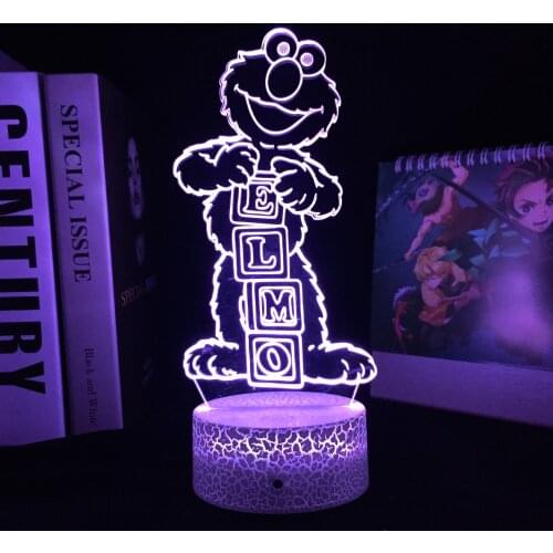 ELMO Monster 3D LED Lamp Acrylic Light Guide Plate White Cracked Base Night Light for Couple Children Festival Birthday Gifts