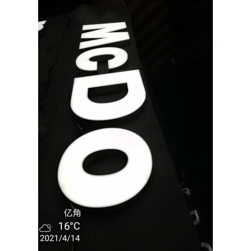 Outdoor Acrylic 3D LED Letter Face Lit Illuminated Lighting Signage for Advertising