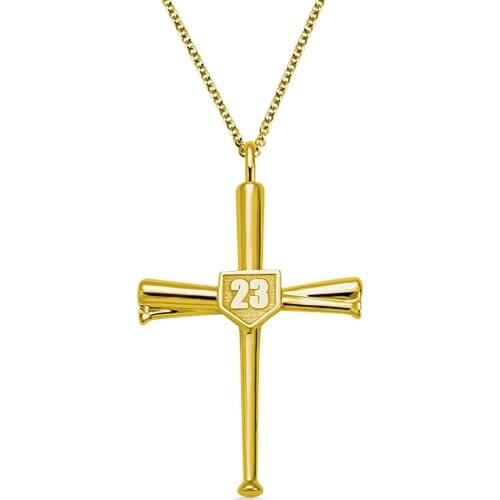 Uonney Dropshipping Customized Initial & Number Baseball Cross Necklace Personalized Unique Engraved Cross Necklace