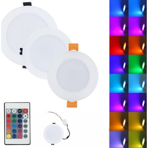 RGB 5W 10W Dimmable LED Recessed Ceiling Downlight White Lamp + Remote Control 85-265V Lamp Spotlight Lighting For Home Office