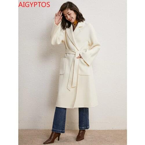Winter Coat Women Office Lady Casual Loose Handmade Double Faced Wool Jacket Pajama Style Elegant Oversized Woolen Coat Clothes