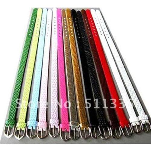 100PCS/lot 10*210mm PU Leather Snake Skin Wristband Bracelet fit for 10MM diy slide charms or letters