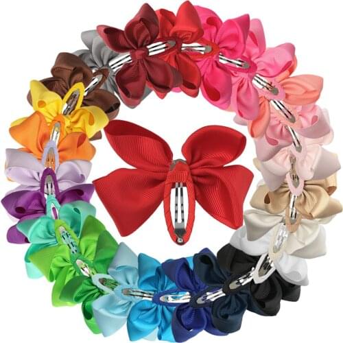 24pcs/lot 3.5inch XX Pattern Hair Bows With Hair Clips Grosgrain Ribbon Bows With BB Clip Hair Accessories For Girls