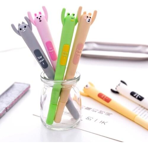 24PCS Cartoon Cute Stud Gel Pen Cartoon Creative Student Stationery Gift Ball Pen Wholesale Creative Gift Kawaii School Supplies
